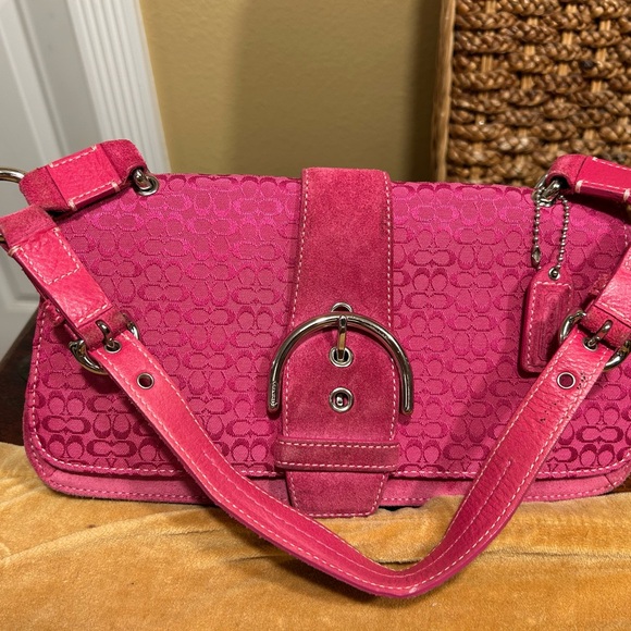 Coach Handbags - Coach Y2K SoHo Pink Baguette Bag Slim 10”x 6”